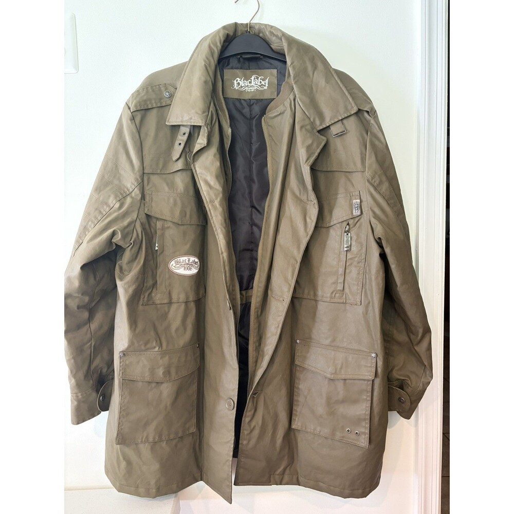 Vintage Blac Label Premium 68 Men's Gray Military Field Jacket Y2K Goth 2XL